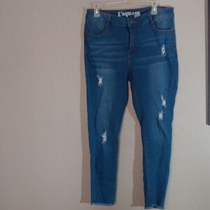 L' Square Women's Blue Distressed Jeans Size 13